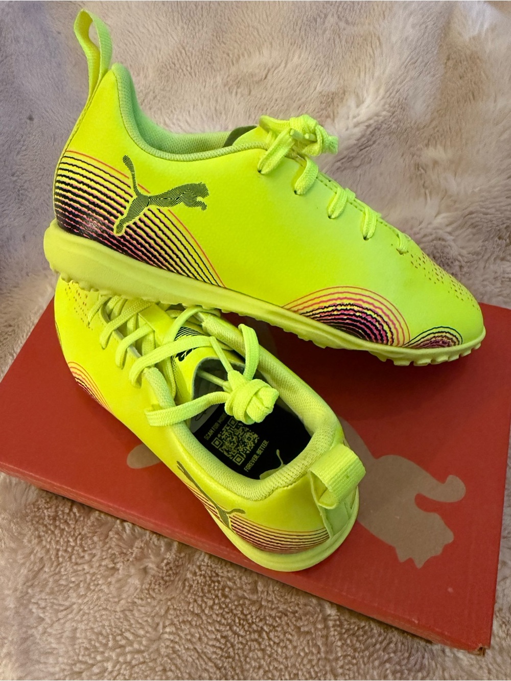 Puma Kids Neon Yellow Turf Soccer Sneakers